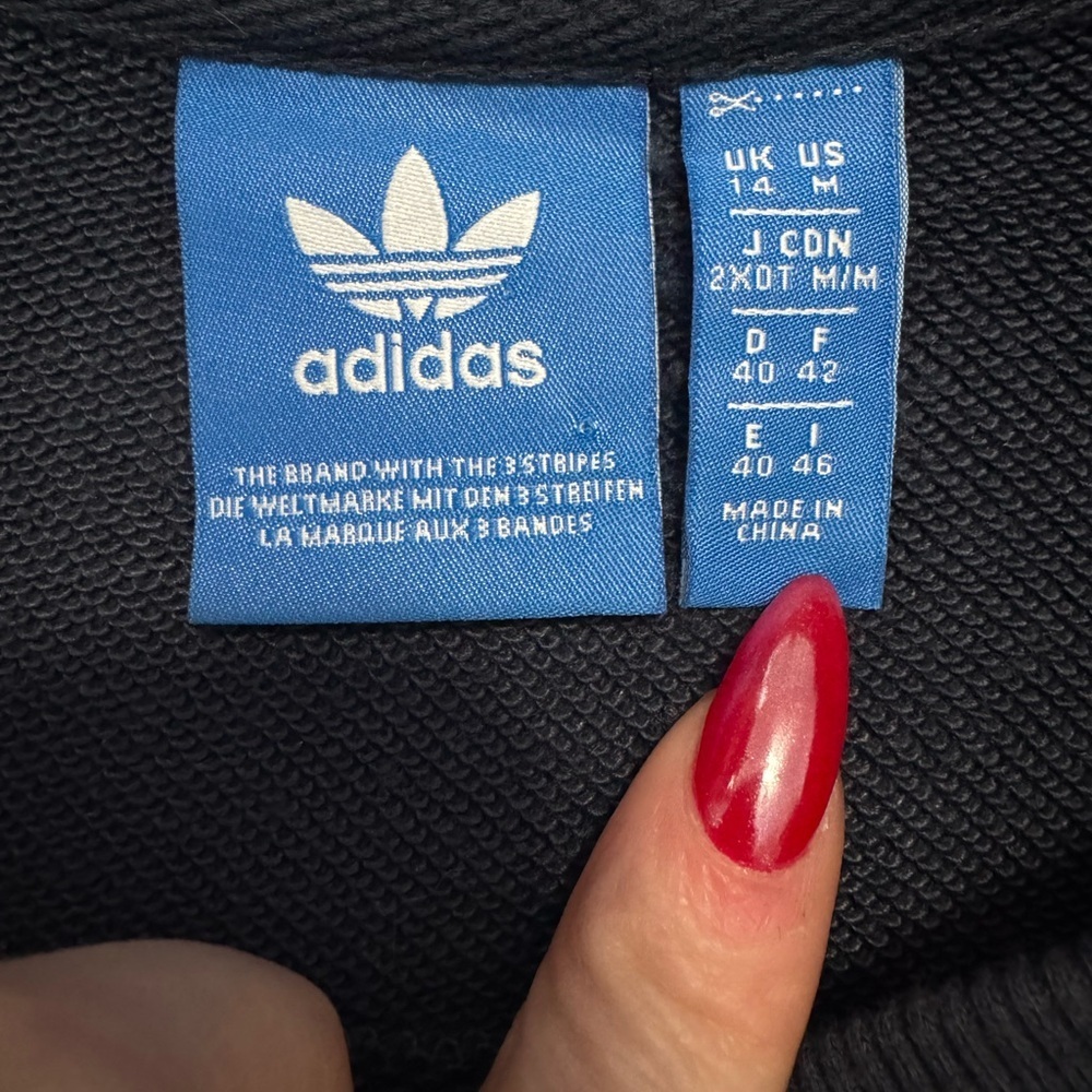 Adidas velvet detail Crewneck sweatshirt M Navy NWOT - Picture 4 of 7